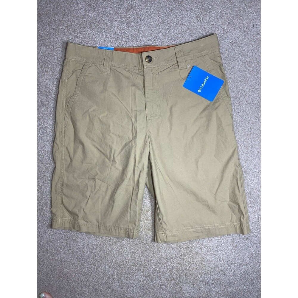 Columbia Men's Khaki Shorts Size 30x10 Flat Front New Casual Hiking Canvas